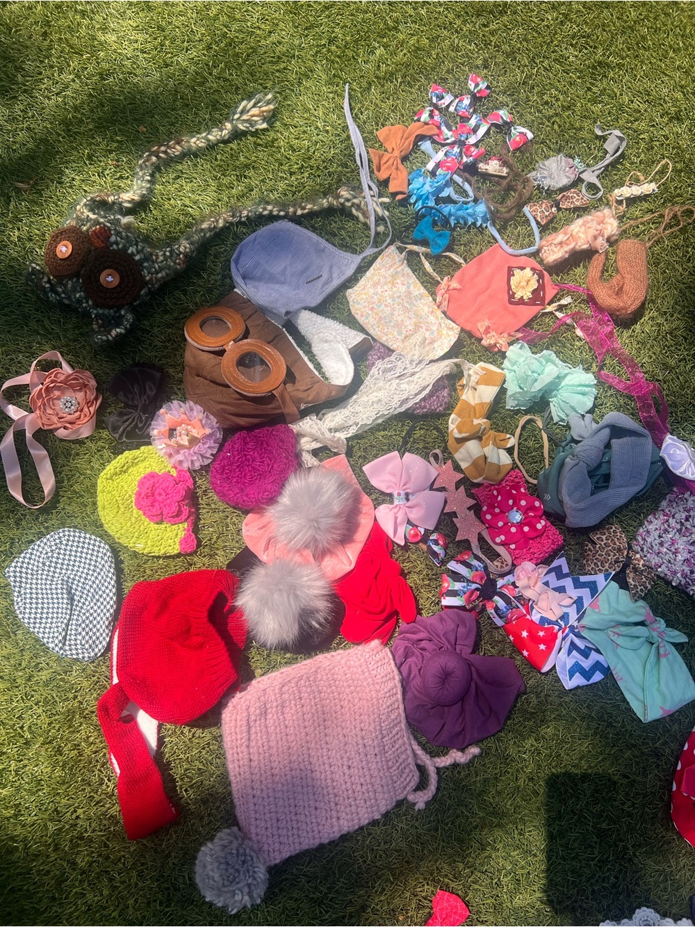 Assorted Kids Hair Accessories and Winter Hats - Pink, Red, Blue & More